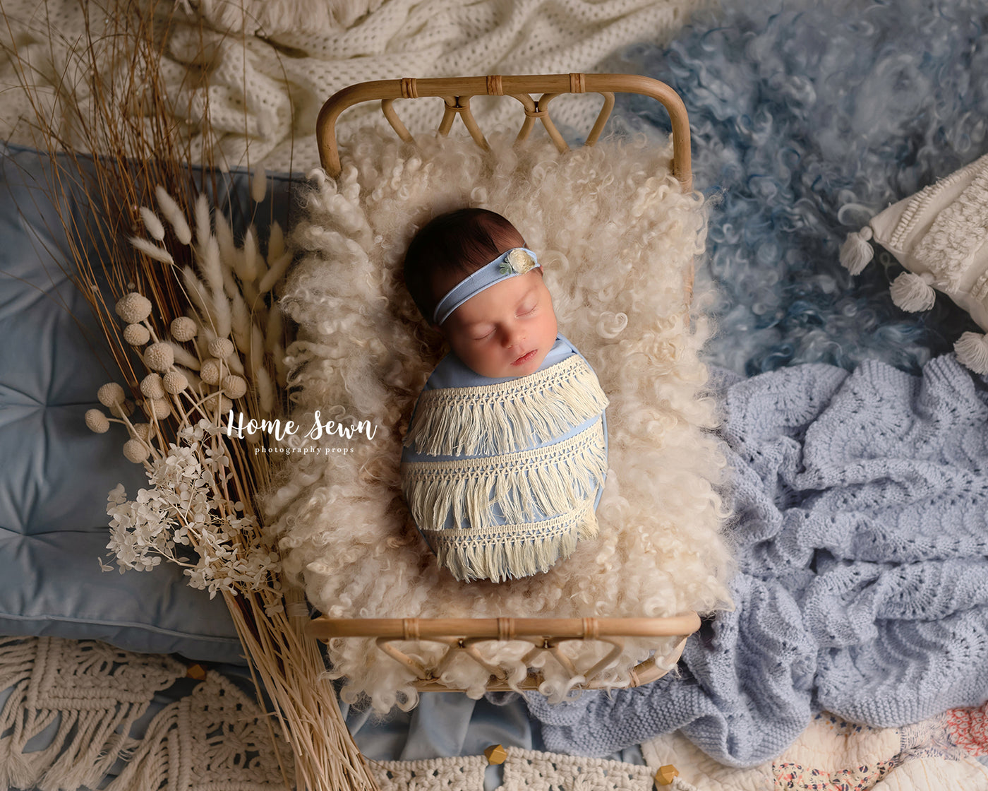 cheat wraps newborn photography blue fringe