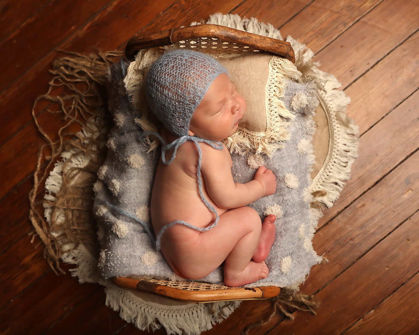newborn photography prop blue polka dot baby